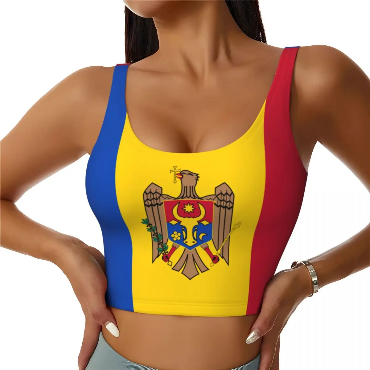 Yoga Y Fitness - Camisetas básicas con bandera de Moldavia