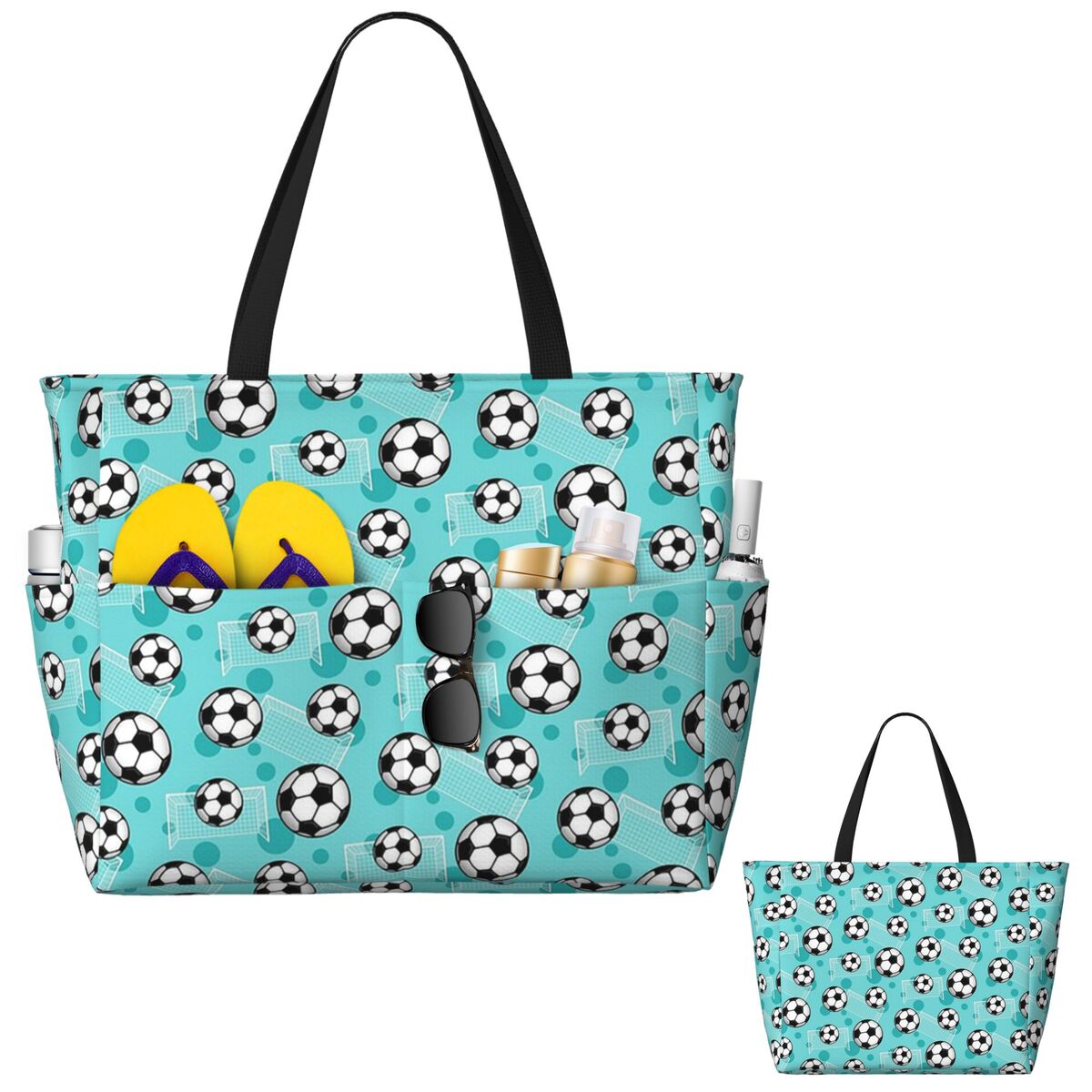 Patrón de balón de fútbol y po - Yoga Fitness Tote reseña y precio