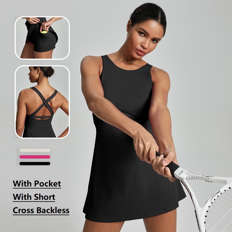 Vestido de tenis sin espalda p - Yoga Fitness Dress reseña y precio