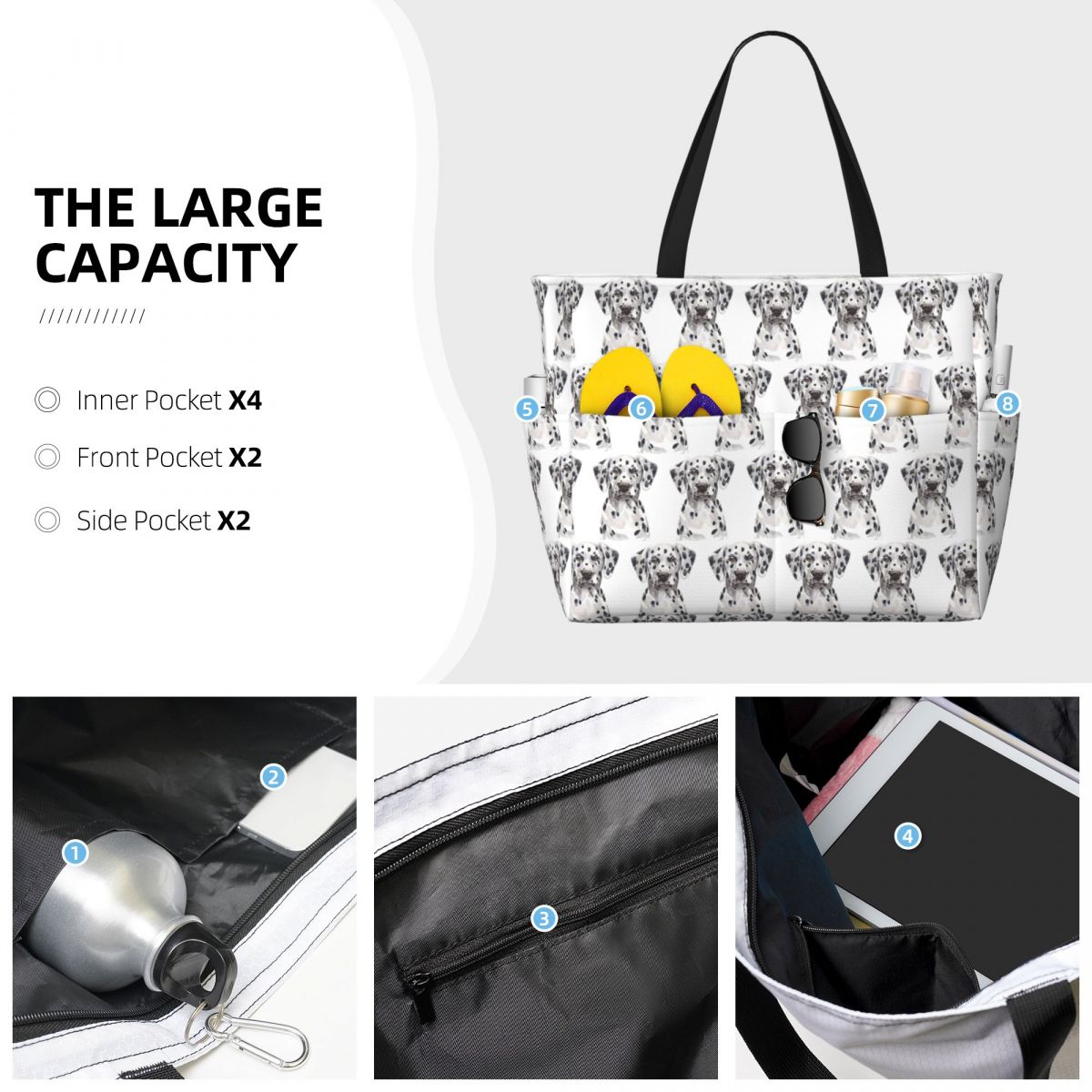 Bolso de playa Dalmatian, bols - Yoga Fitness Tote reseña y precio